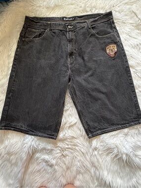 Red Ape Y2K baggy jean shorts jorts 48x15 embroidered skater grunge hip hop BIk